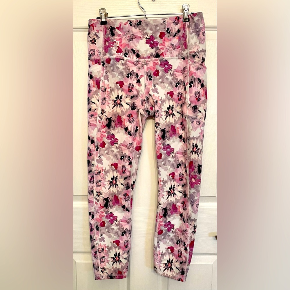 RBX Floral Side Pocket Athletic Leggings 7/8 High Waisted